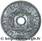 25 Centimes, essai de Delpech, petit module, France, 1914 reverse image