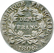 ½ Franc - Napoleon I, France, 1806-1807 reverse image