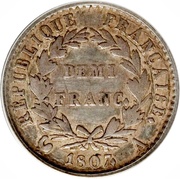 ½ Franc - Napoleon I, France, 1807 reverse image