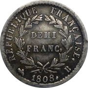½ Franc - Napoleon I, France, 1807-1808 reverse image