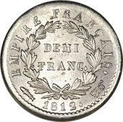 ½ Franc - Napoleon I, France, 1809-1814 reverse image