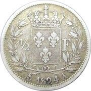 ½ Franc - Louis XVIII, France, 1816-1824 reverse image