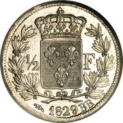 ½ Franc - Charles X, France, 1825-1830 reverse image