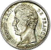 ½ Franc - Charles X pattern of Michaux, milled edge obverse image