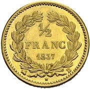 ½ Franc - Louis Philippe Pattern, France, 1837 reverse image