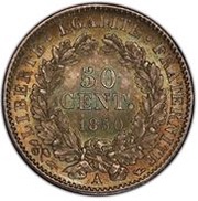 50 Centimes, France, 1849-1851 reverse image