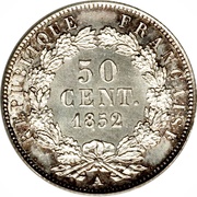 50 Centimes - Louis-Napoléon Bonaparte, France, 1852 reverse image
