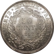 50 Centimes, France, 1871-1895 reverse image