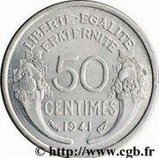 50 Centimes heavy type reverse image