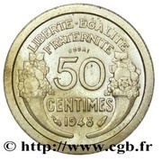 50 Centimes - Morlon Essai lourd et étroit, Copper-nickel, France, 1948 reverse image