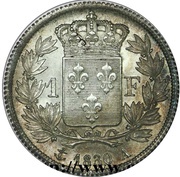 1 Franc - Charles X ridged edge, France, 1830 reverse image