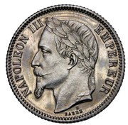 Essai de 1 franc Napoléon III, tête laurée par Barre obverse image