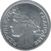 1 Franc aluminium, heavy type obverse image
