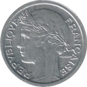 1 Franc aluminium, light type obverse image