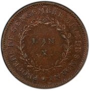 2 Francs Pattern by Jaley, France, 1801 reverse image