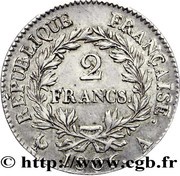 2 Francs - Napoléon I, France, 1806-1807 reverse image
