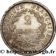 2 Francs - Napoleon I, France, 1807 reverse image