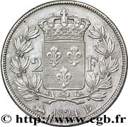 2 Francs - Louis XVIII, France, 1816-1824 reverse image