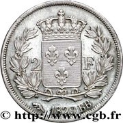 2 Francs - Charles X, France, 1825-1830 reverse image