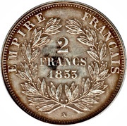 2 Francs - Napoleon III, France, 1853-1859 reverse image