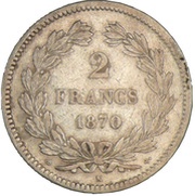 2 Francs Reverse without legend, France, 1870-1871 reverse image