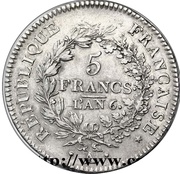 5 Francs Union et Force, UNION tight, with inner acorns and outer acorn, small leaf obverse image