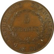 5 Francs Pattern by Jean-Pierre Droz, France, 1802 reverse image