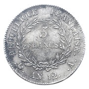 5 Francs - Napoleon I, France, 1802-1803 reverse image