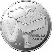 1 Dollar - Elizabeth II 6th Portrait - The Great Aussie Coin Hunt 3 - Letter V; Silver Proof, Australia, 2022 reverse image