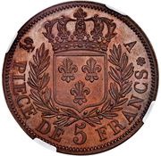 5 Francs - Louis XVIII Pattern, France, 1815 reverse image