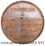 5 Franc pattern of virole by Moreau, France, 1824 reverse image