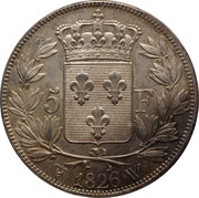 5 Francs - Charles X 1st type, France, 1824-1826 reverse image