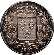 5 Francs - Charles X 2nd type, France, 1827-1830 reverse image