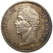 5 Francs - Charles X 2nd type, relief edge obverse image