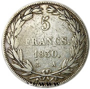 5 Francs - Louis-Philippe I type Galle, France, 1830 reverse image