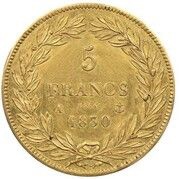 5 Francs - Louis Philippe Pattern, France, 1830 reverse image