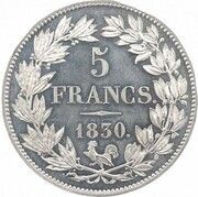 5 Francs - Louis Philippe Pattern, France, 1830 reverse image