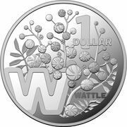 1 Dollar - Elizabeth II 6th Portrait - The Great Aussie Coin Hunt 3 - Letter W; Silver Proof, Australia, 2022 reverse image