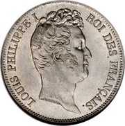 5 Francs - Louis-Philippe with I - relief edge obverse image