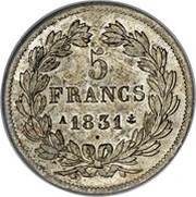 5 Francs - Louis-Philippe relief, France, 1831 reverse image