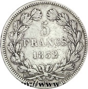 5 Francs 1st type Domard Hybride, edge relief, France, 1832 reverse image