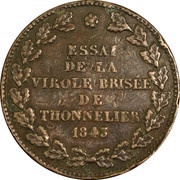 Token - Thonnelier Broken Ferrule Test, France, 1843 reverse image