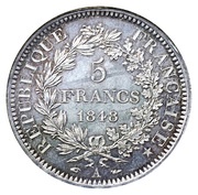 5 Francs Hercule, 2nd republic obverse image
