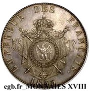 5 Francs pattern of Bouvet, nude head, France, 1853 reverse image