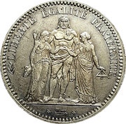 5 Francs Hercule, 3rd republic, France, 1870-1889 reverse image
