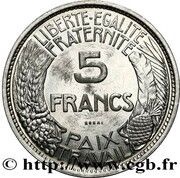 5 francs - Essai en nickel de Delannoy, France, 1933 reverse image