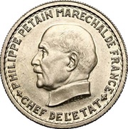 5 francs Pétain Essai en bronze nickelé de Bazor, type 1 obverse image