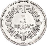 5 Francs Piedfort with Essai, France, 1945 reverse image