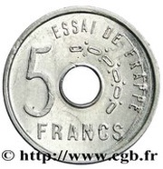 5 Francs trial strike of 5 Francs, France, 1955 reverse image
