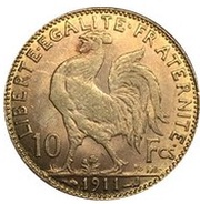 10 Francs, France, 1899-1914 reverse image
